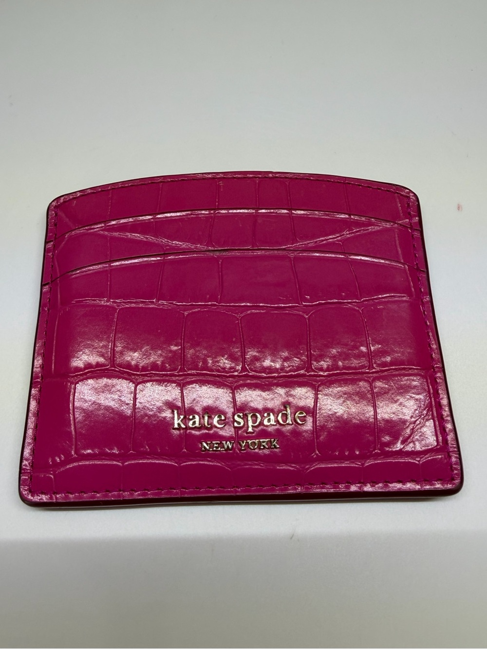 kate spade Hot Pink Croc-Embossed Card Holder
